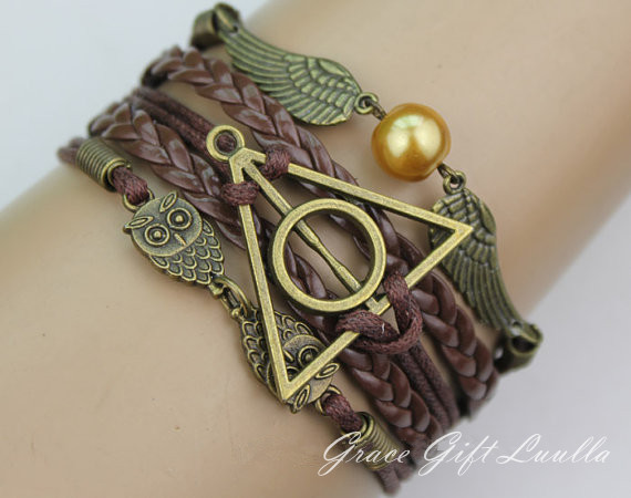 Harry Potter Bracelet Infinity Owl Wing Gold Harry Potter Bracelet Infinity Owl Wing Gold Bead
